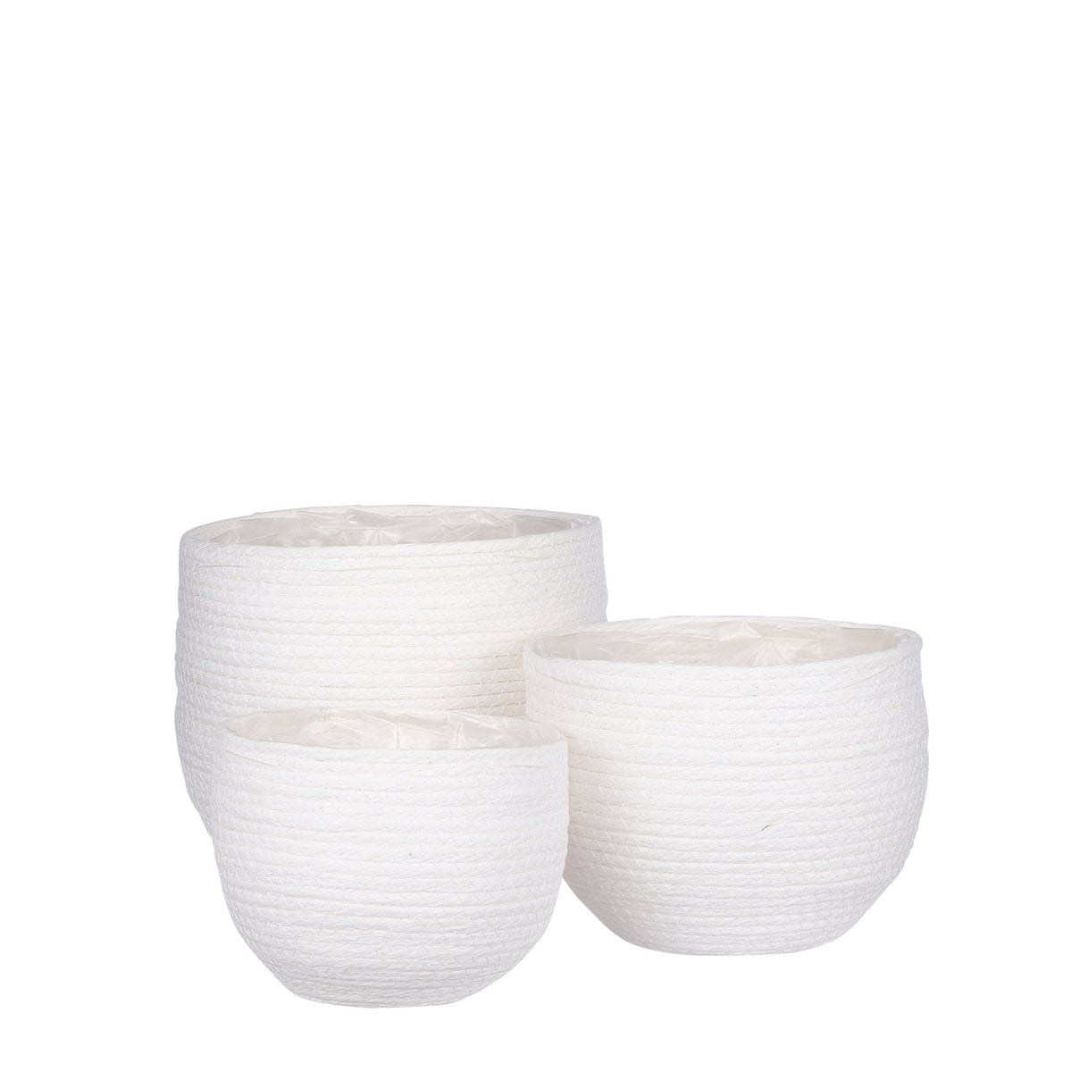 Plantenmand set van 3 off white papier H24 x Ø26 cm