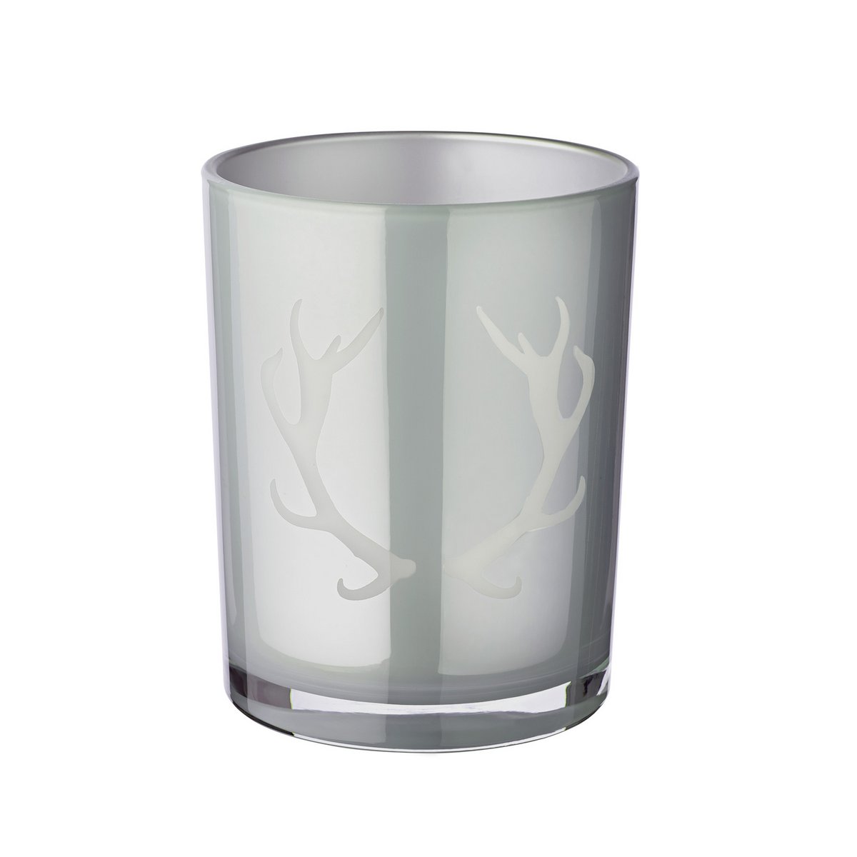 Lantaarn glas grijs gewei motief 13x10 cm