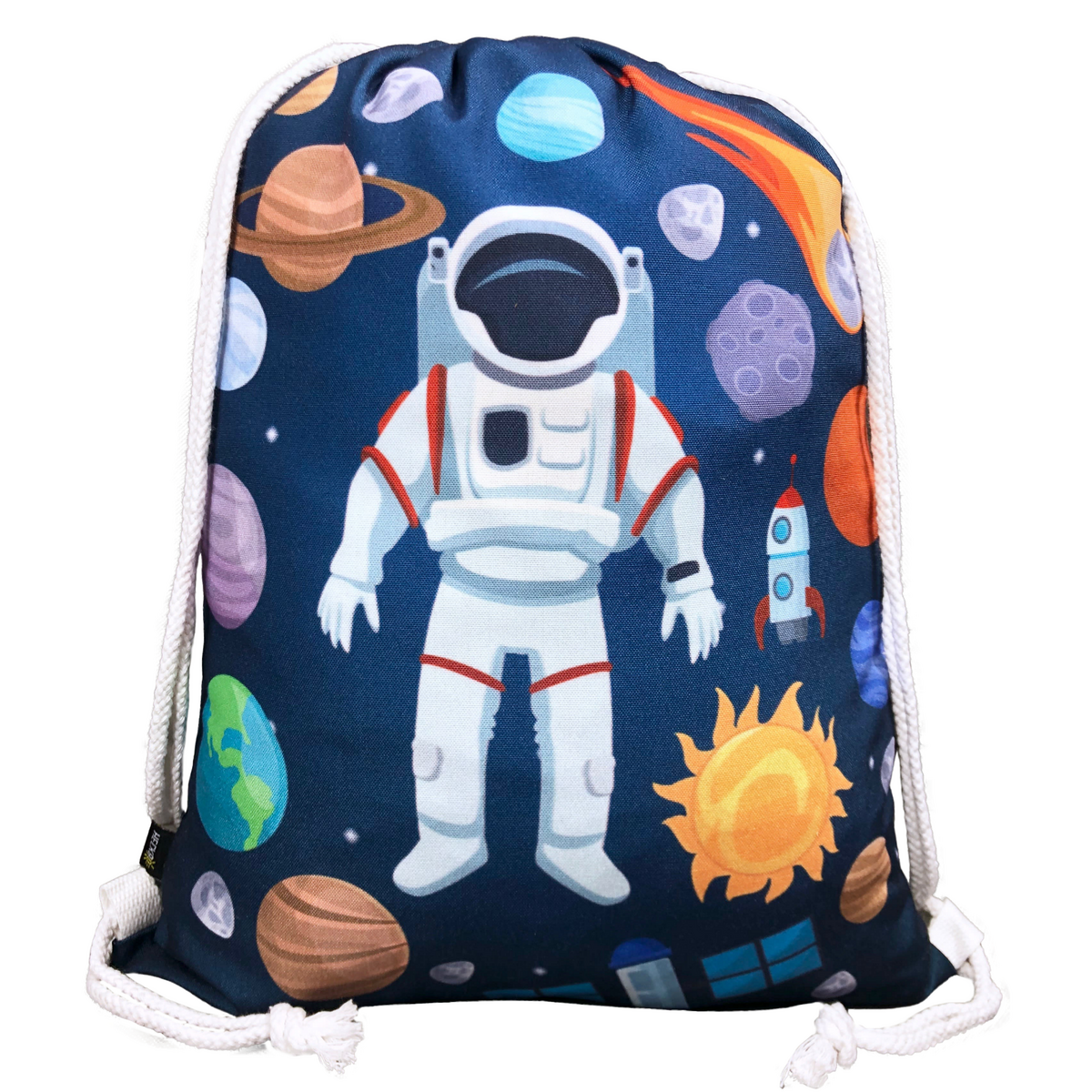 Gymtas Astronaut Voor Kinderen Wit Met Kleurrijke Print