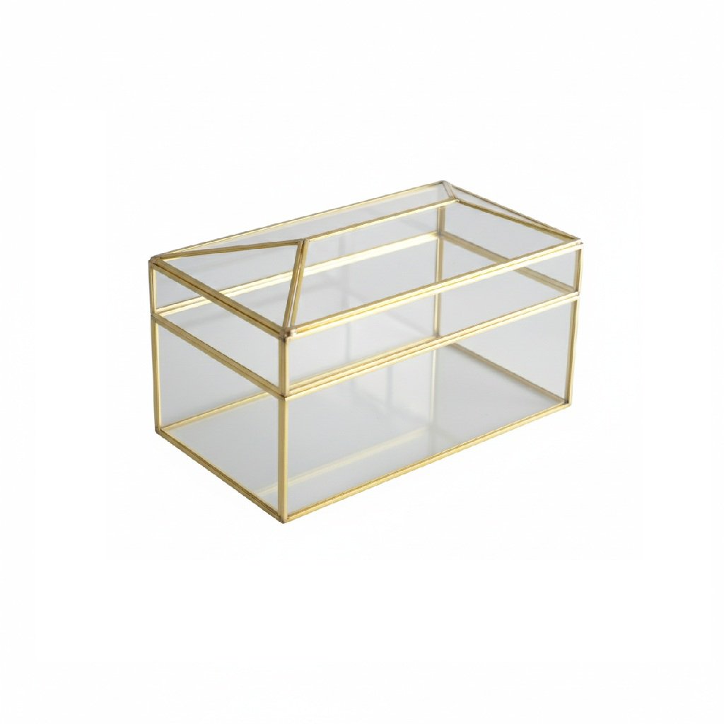 Zakdoekdoos glas 19x11x10 cm goud