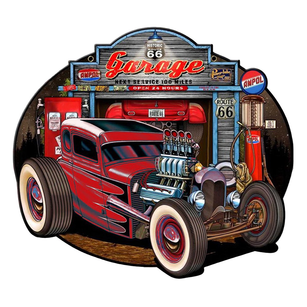 Text board 50x43 cm Red Iron Car Wall sign