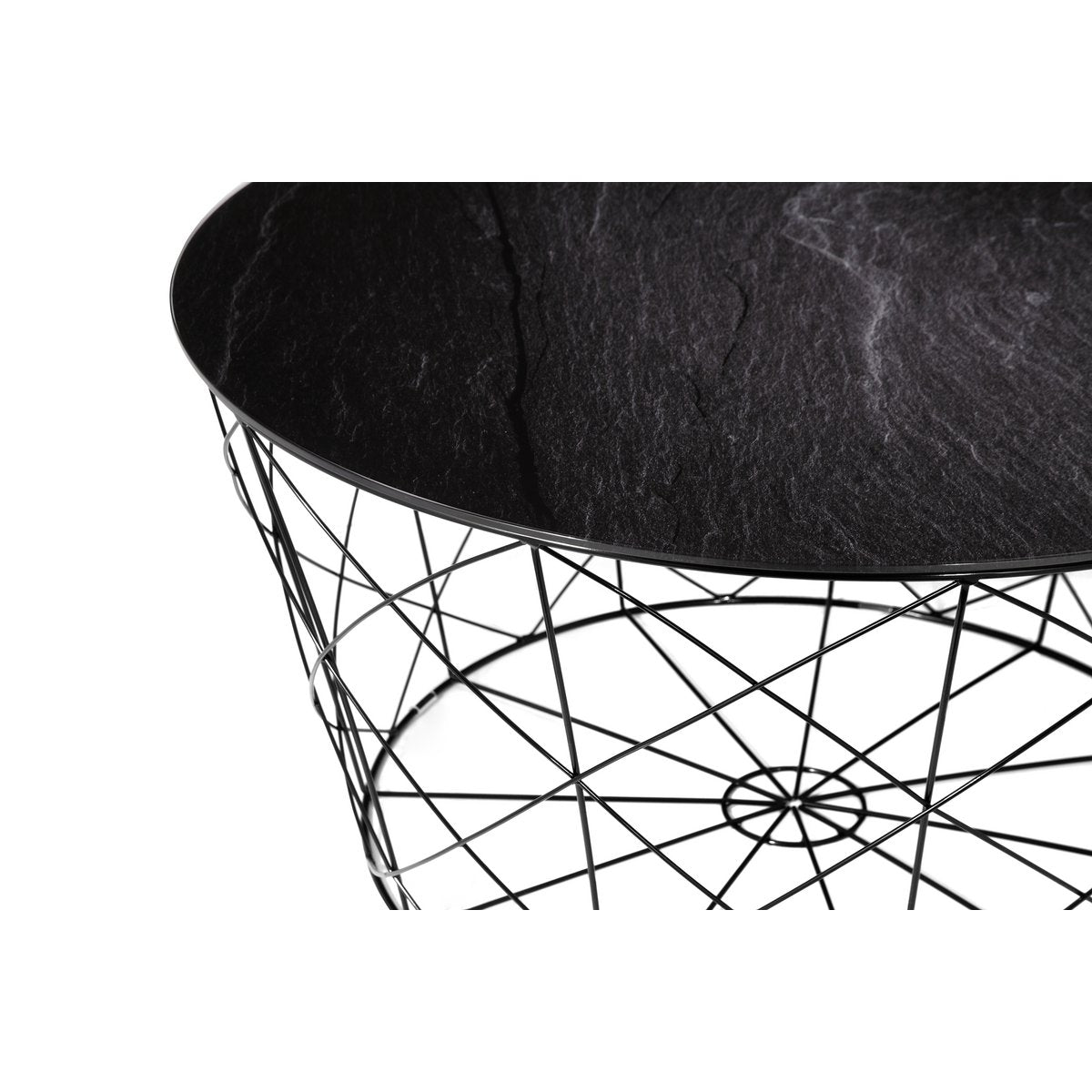 Coffee table with metal basket Ø 80 cm