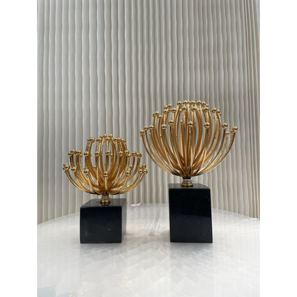Bloemdecoratie metaal goud zwart 26x23 cm
