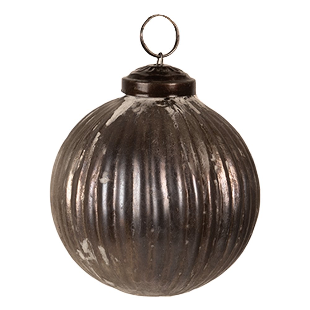Christmas Bauble Ø 8x8 cm Grey Glass Christmas Tree Decoration