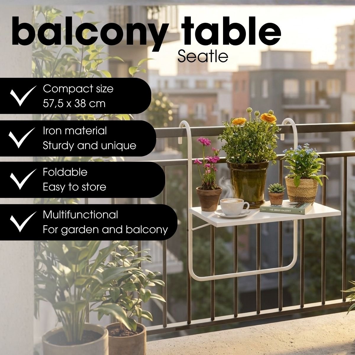 Side table outdoor Seattle White