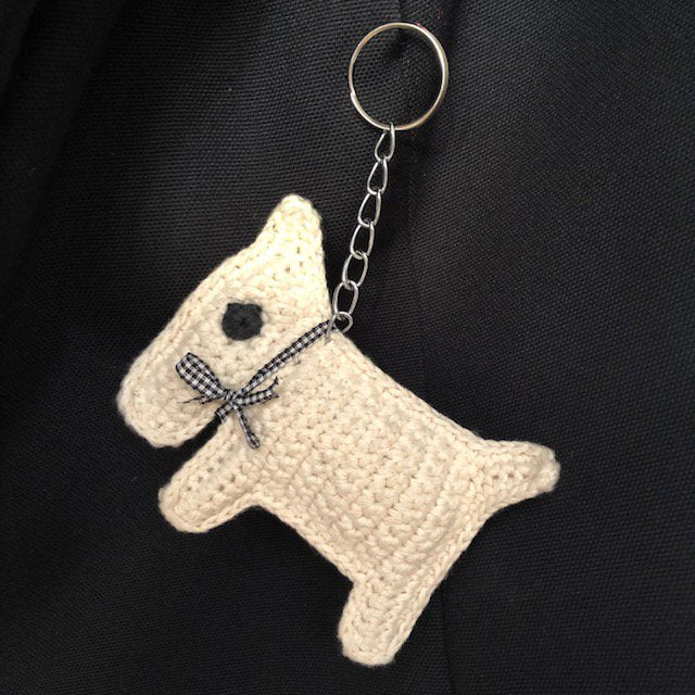 Sleutelhanger hond off-white biologisch katoen