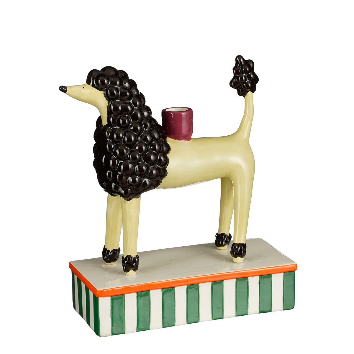 Candlestick Dog - L24 x W11 x H29 cm - Ceramic - Light yellow