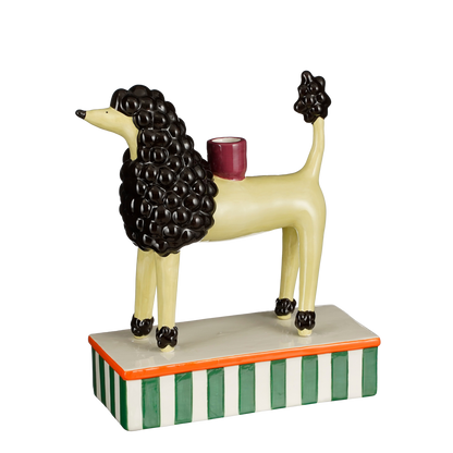 Candlestick Dog - L24 x W11 x H29 cm - Ceramic - Light yellow