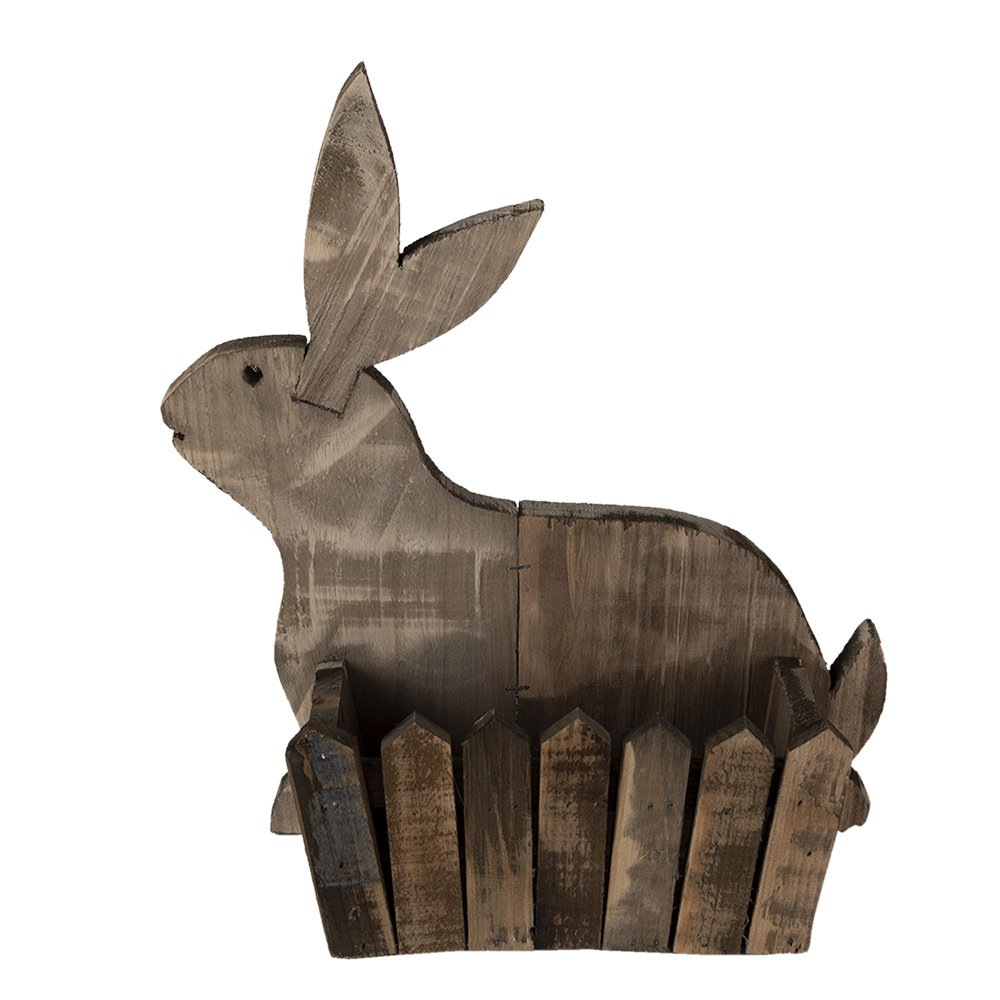 Flower Pot 31x12x36 cm Brown Wood Rabbit Indoor Flower Pot