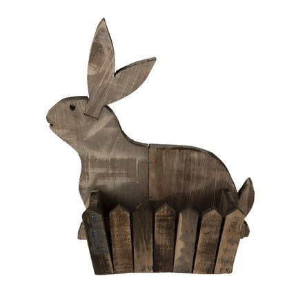Flower Pot 31x12x36 cm Brown Wood Rabbit Indoor Flower Pot