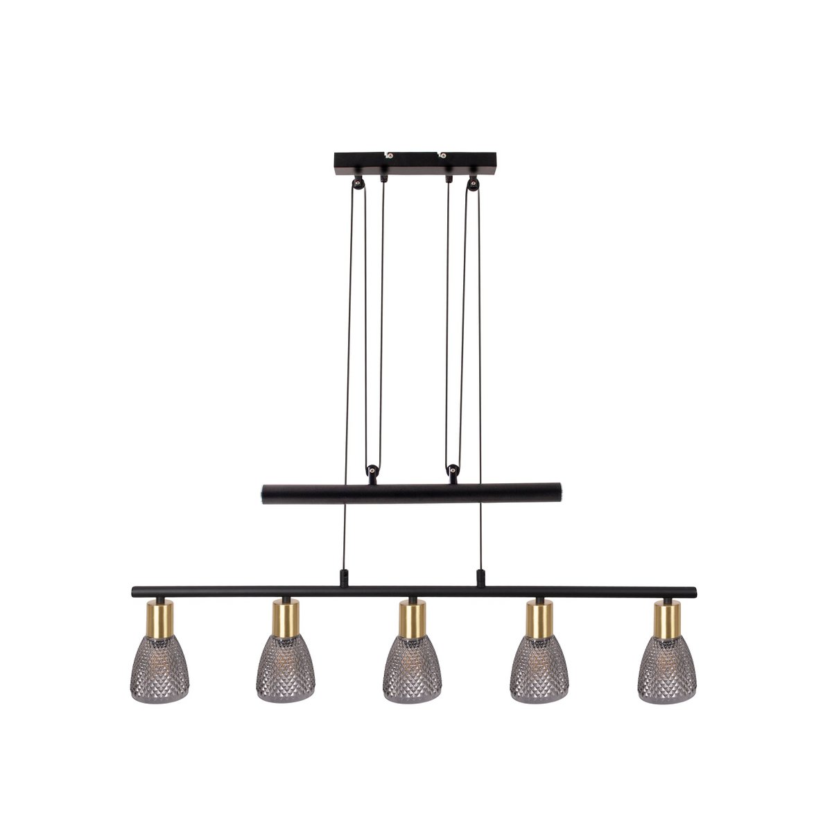 Hanglamp 5 spots 82 cm metaal glas