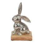 Beeld konijn 11x10x20 cm zilver aluminium