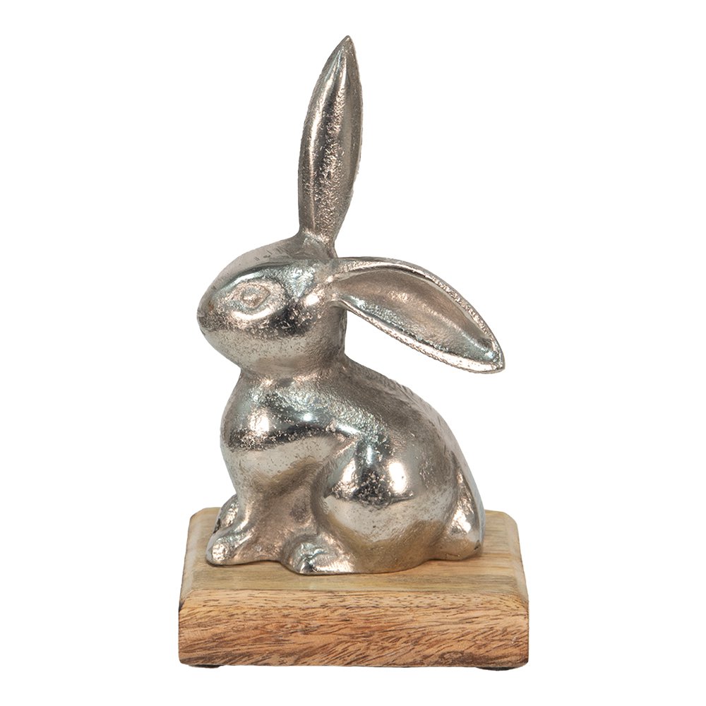 Beeld konijn 11x10x20 cm zilver aluminium