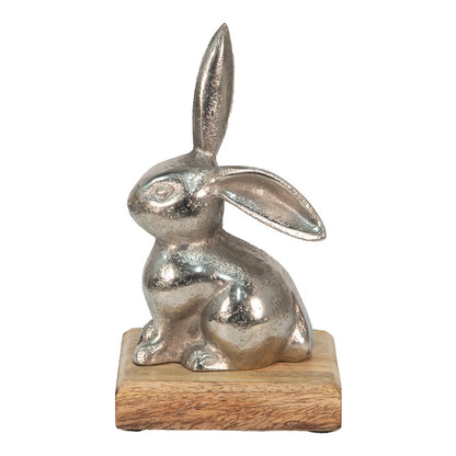 Beeld konijn 11x10x20 cm zilver aluminium