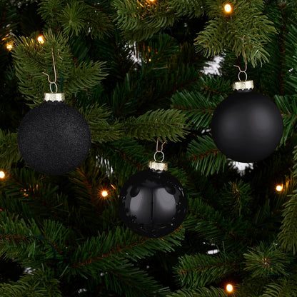 Kerstballen set 26 stuks glas zwart 5-7 cm