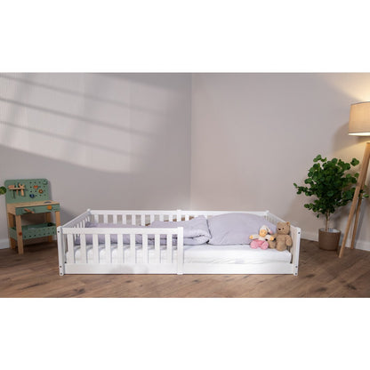 Tissi® floor bed / house bed Enno 90x200 cm Beech White incl. Opt. Roof