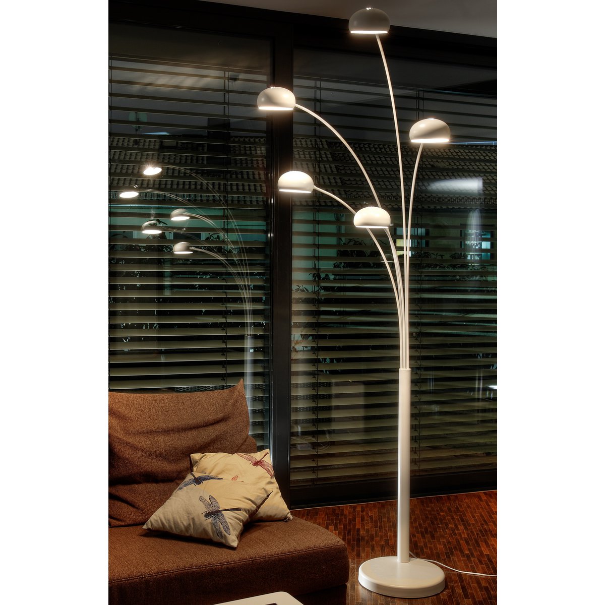 Vloerlamp 205 cm wit marmer metaal