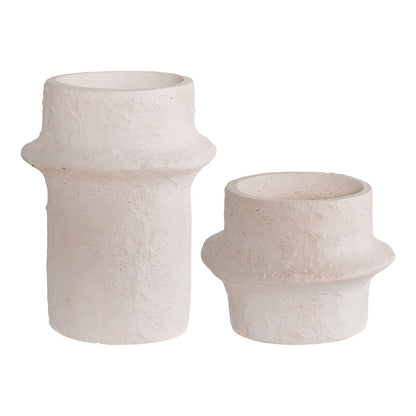 Kandelaar set 2 stuks wit keramiek cement