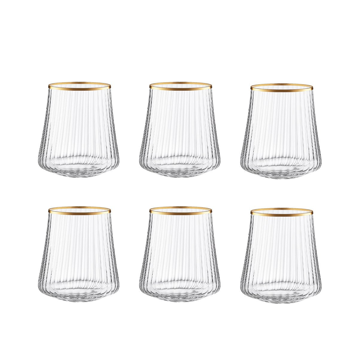 350 Ml Vergulde Randglazen Set Van 6 Voor Tafeldecor