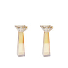 Kandelaars amber glas set van 2 h16cm