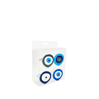Servetringen metaal blauw ogen set van 4