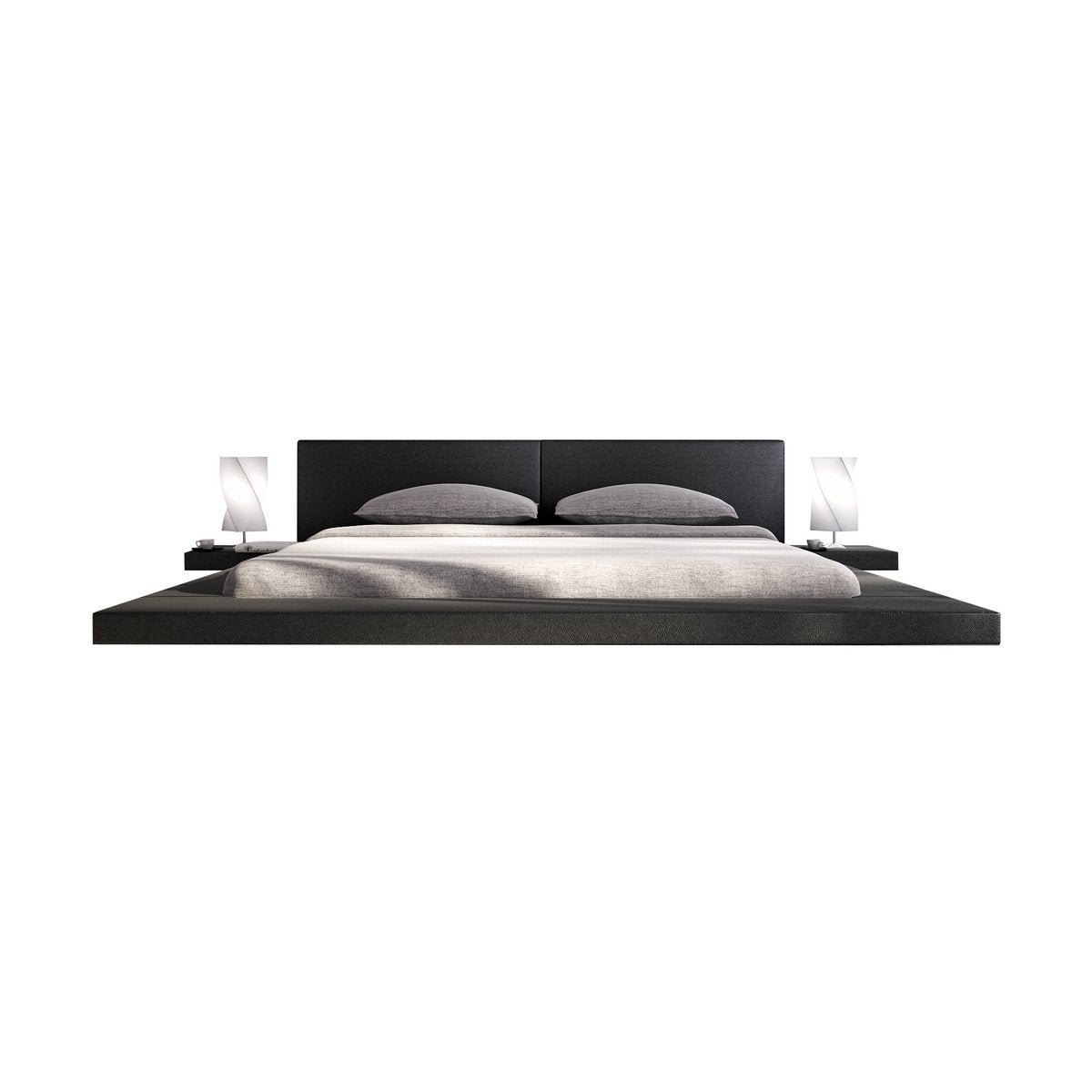 Gestoffeerd bed 140x200 cm zwart kunstleer