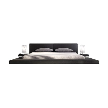 Gestoffeerd bed 140x200 cm zwart kunstleer