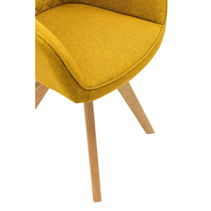 Fauteuil set van 2 curry geel massief eikenhout