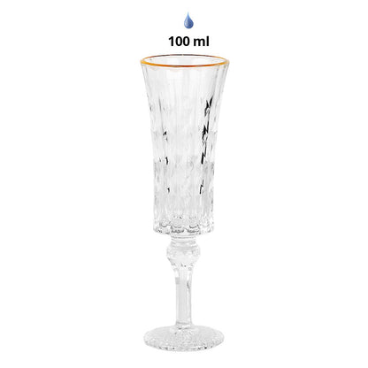 Champagneglas 100 ml transparant met gouden rand