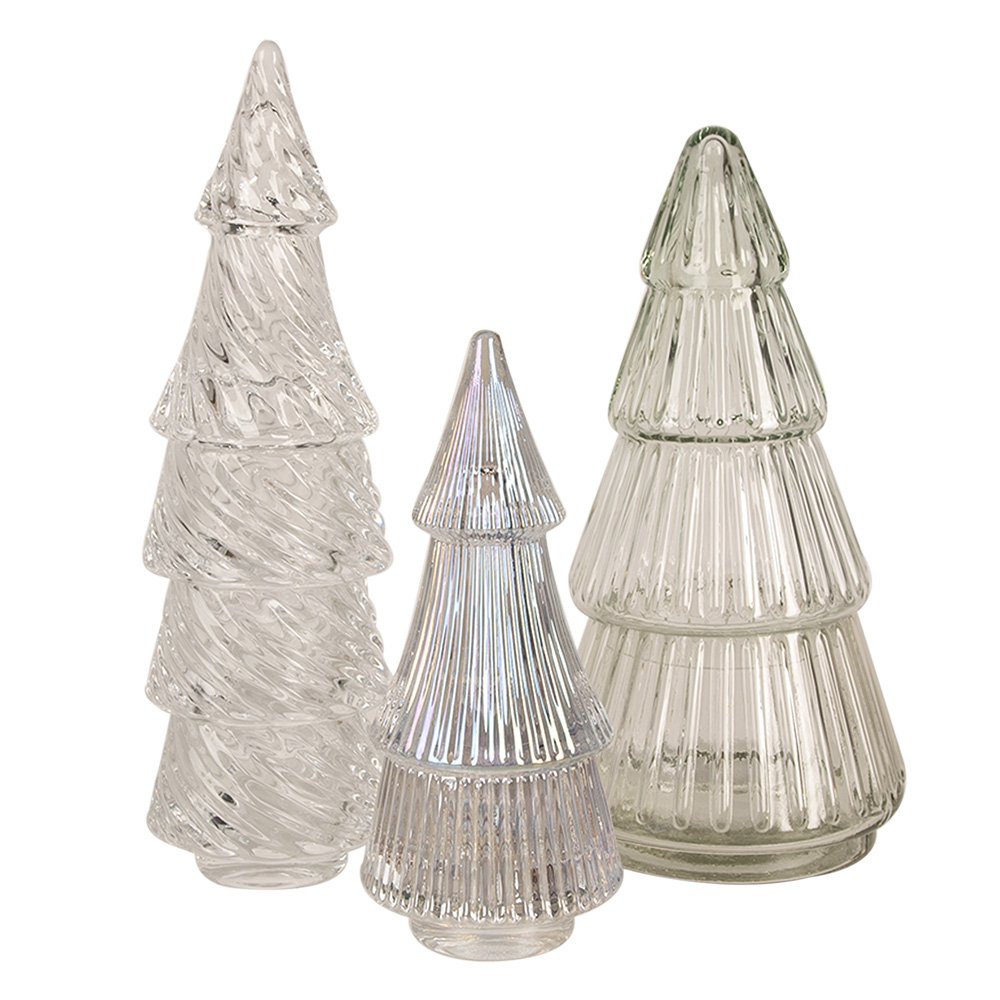 Voorraadpot kerstboom deksel Ø 7x24 cm glas transparant