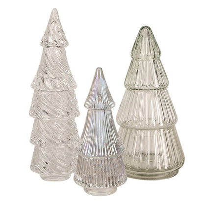 Voorraadpot kerstboom deksel Ø 7x24 cm glas transparant