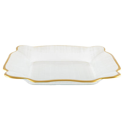 Glazen presentatieplaat 25x25x2 cm goud
