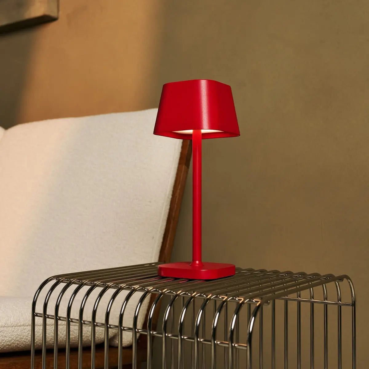 Tafellamp rood Ø12x30 cm oplaadbaar dimbaar IP54