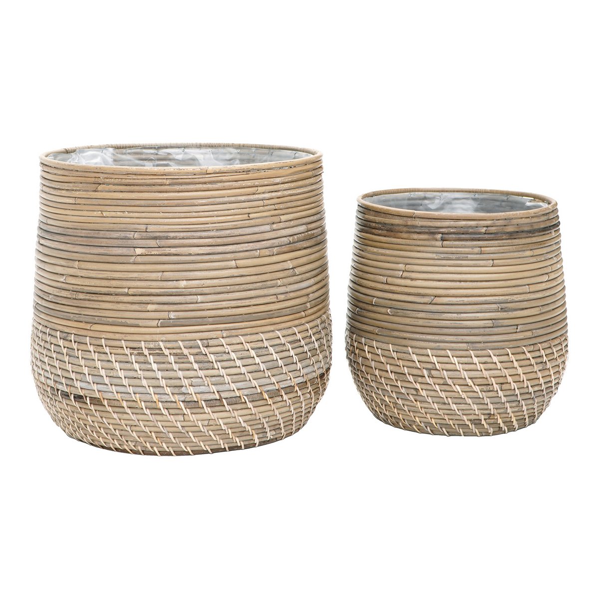 Manden set van 2 kubu rattan