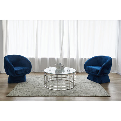 Salontafel Ø 90 cm glas staal zilver