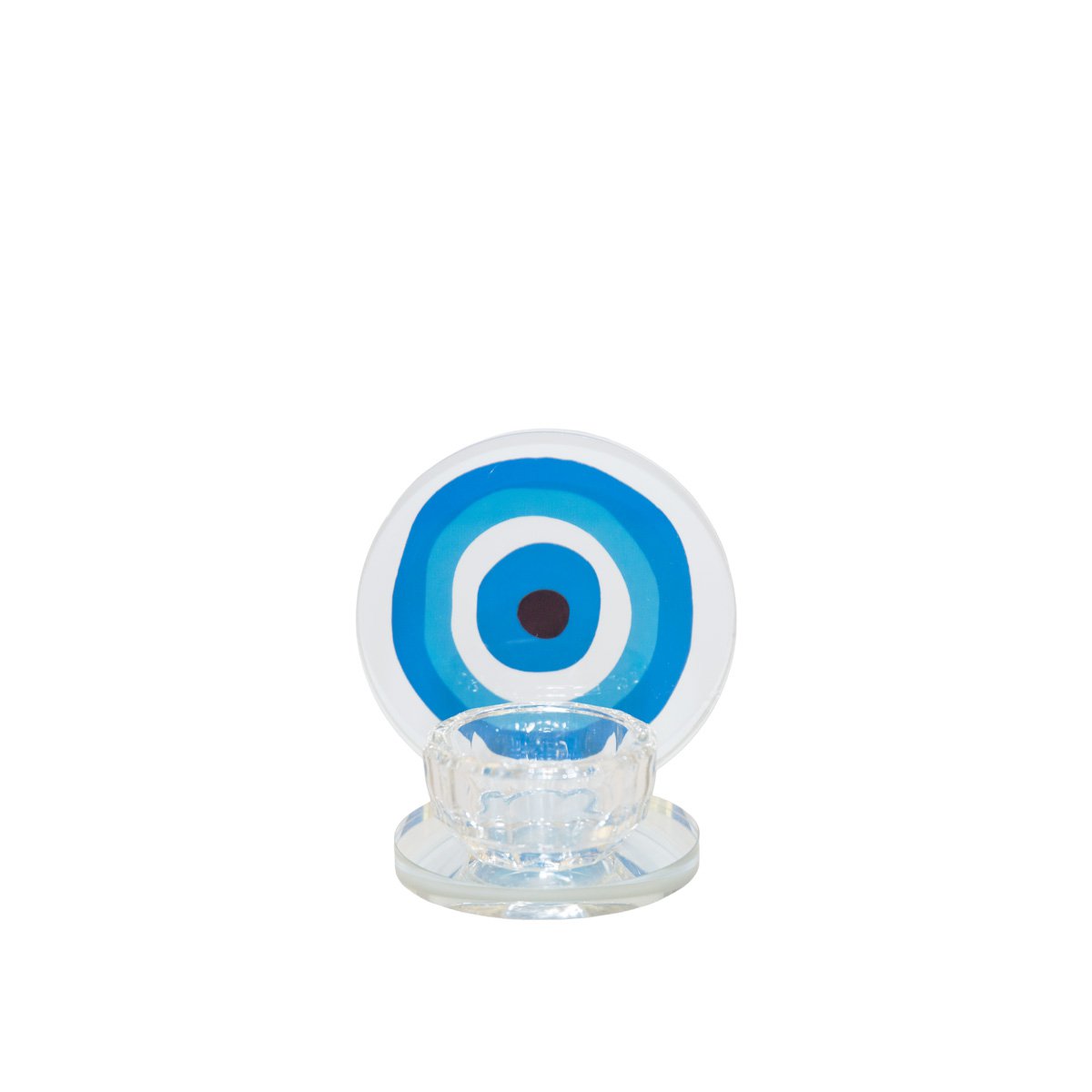 Kandelaar glas 9 cm transparant blauw