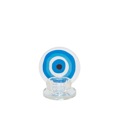 Kandelaar glas 9 cm transparant blauw
