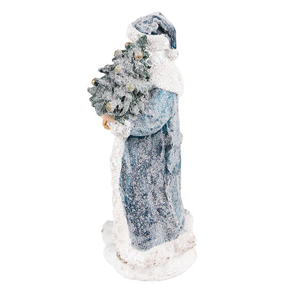 Santa Claus Figurine 21 cm Grey Blue Plastic Christmas Decoration
