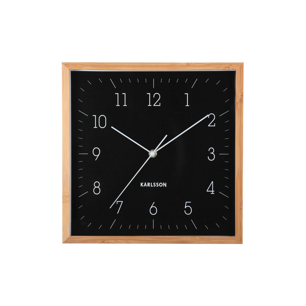 Wandklok 29x29 cm bamboe zwart