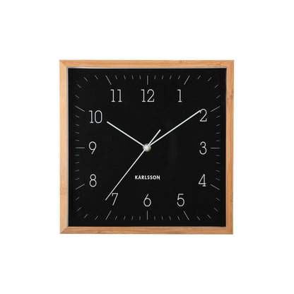 Wandklok 29x29 cm bamboe zwart