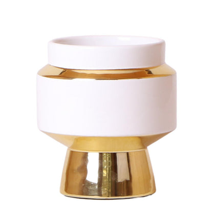Sierpot keramiek wit goud Ø9x14 cm