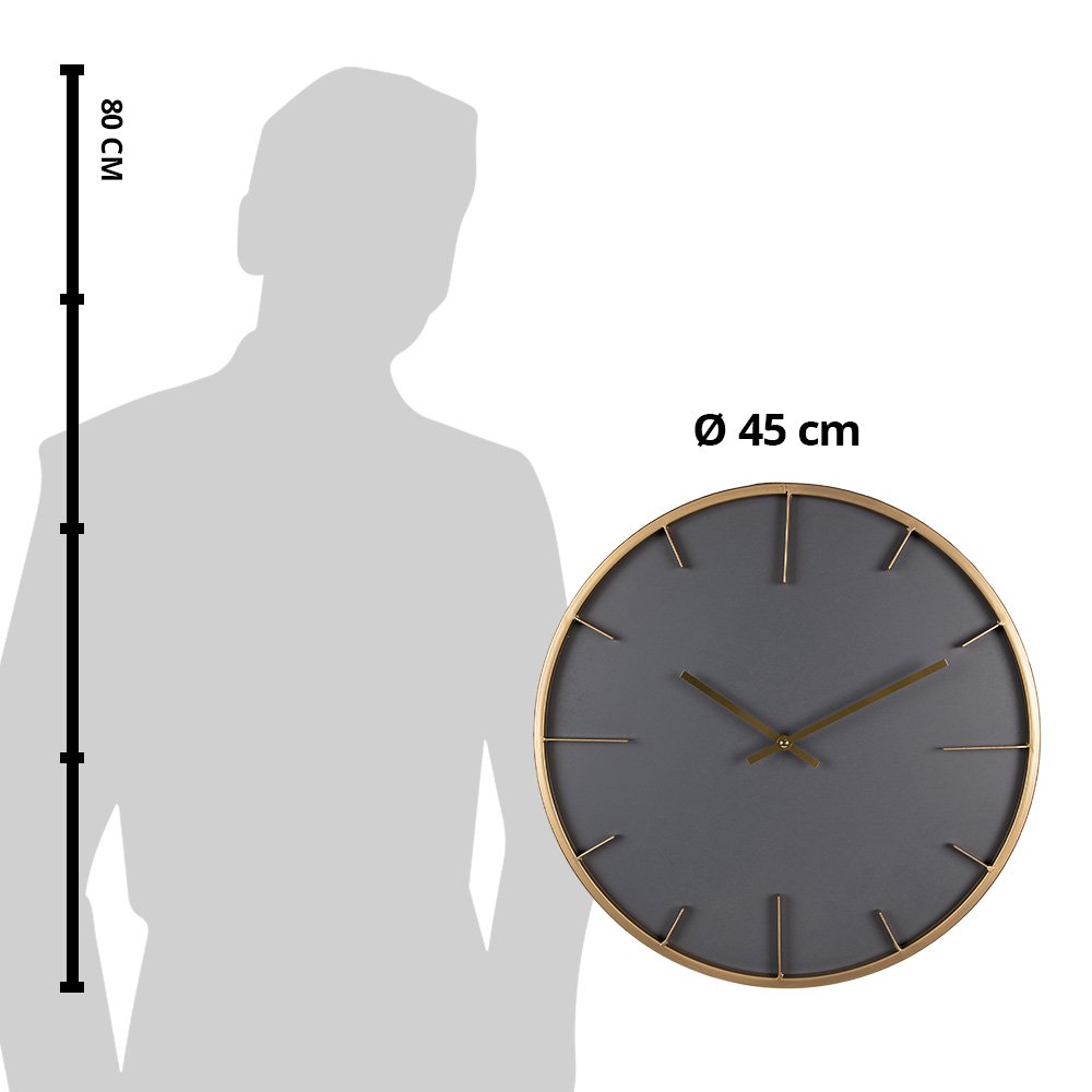 Wall Clock Ø 45 cm Grey MDF Wall Clock