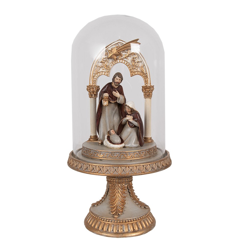 Nativity Scene Bell Jar 29 cm Gold-coloured Polyresin Christmas Decoration