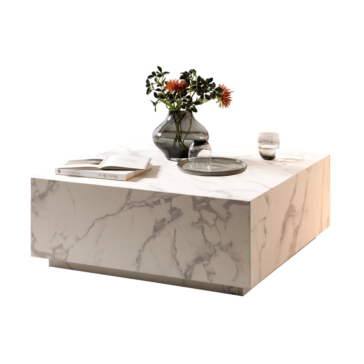 Salontafel 90x90x35 cm wit marmerlook MDF