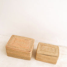 Opbergmand met deksel rotan beige