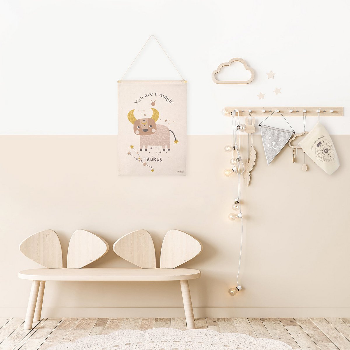 Wanddecoratie sterrenbeeld stier 40x50 cm katoen