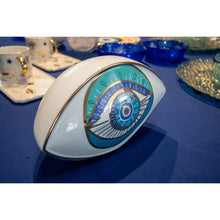 Decoratief oog 20x12x13.5 cm turquoise keramiek