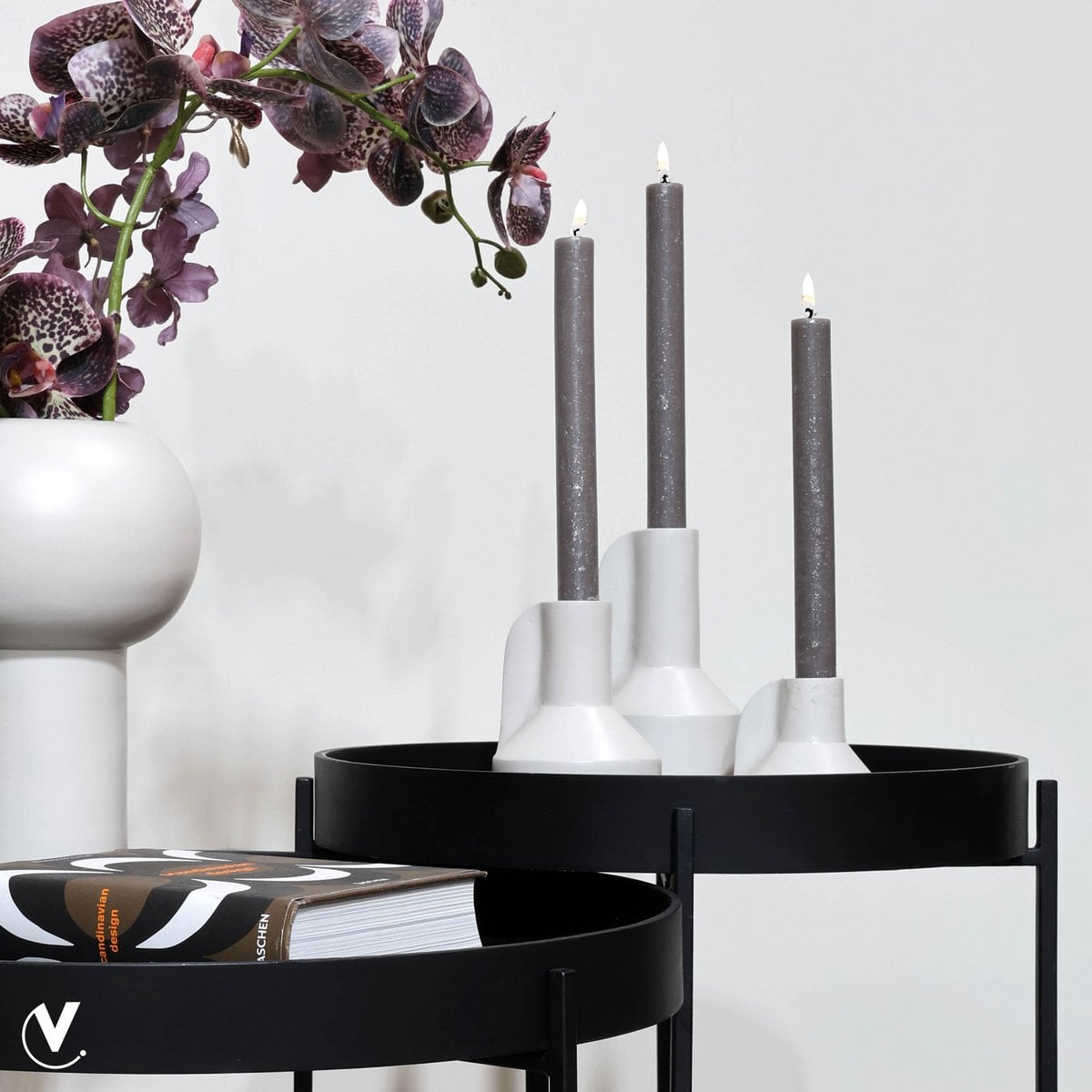 Vaasjes set van 3 ivory Ø9 cm staal