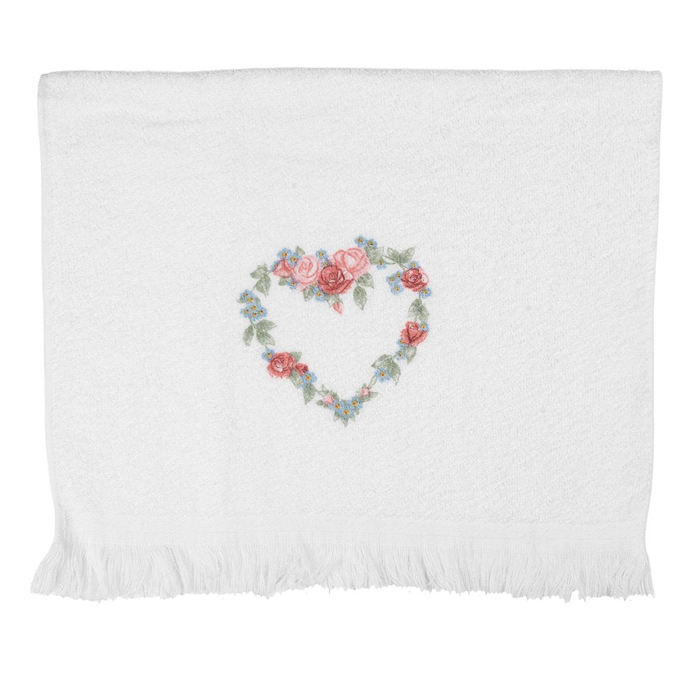 Guest Towel 40x66 cm White Cotton Heart