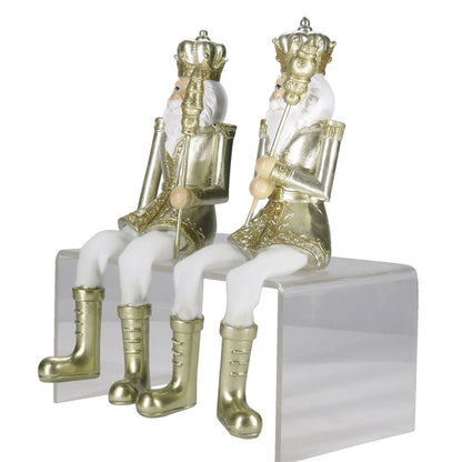 Notenkraker beeld set 2 stuks 12 cm goud wit kunststof